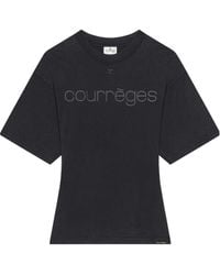 Courreges - Logo-Print Cotton T-Shirt - Lyst
