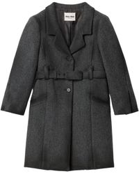 Miu Miu - Single-Breasted Double Wool Coat - Lyst