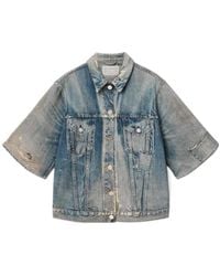 AllSaints - Juni Terry Short Sleeve Illusion Of Denim Shirt - Lyst
