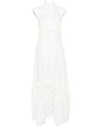 Ermanno Scervino - V-Neck Broderie-Anglaise Maxi Dress - Lyst