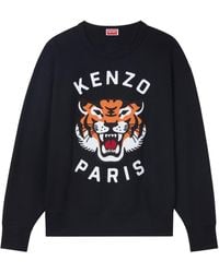 KENZO - Lucky Tiger Embroidered Crewneck Sweatshirt - Lyst