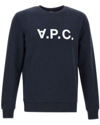 A.P.C. - Logo-Printed Straight Hem Sweatshirt - Lyst