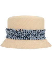 Maison Michel - Kendall Logo Plaque Fringed Hat - Lyst