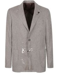 Lardini - Houndstooth-Pattern Wool Blazer - Lyst