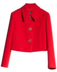 Gucci - Crêpe Wool Jacket With Double G Button - Lyst