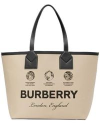 Burberry - Logo Printed Large London Tote Bag - Lyst