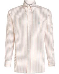 Etro - Logo Embroidered Striped Long-Sleeved Shirt - Lyst