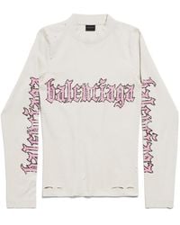 Balenciaga - Blackletter Script Fitted Long-Sleeved T-Shirt - Lyst