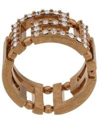 Versace - Crystal Greek Key Ring - Lyst