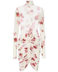 Magda Butrym - Floral-Appliqué Sheer Jersey Minidress - Lyst