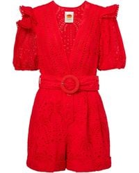 FARM Rio - Broderie Anglaise Cotton Romper - Lyst
