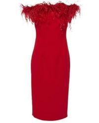 Safiyaa - Starling Feather-Trimmed Midi Dress - Lyst