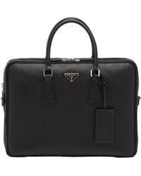 Prada - Triangle-Logo Zipped Briefcase - Lyst
