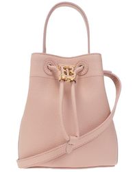 Burberry - Mini Tb Leather Bucket Bag - Lyst