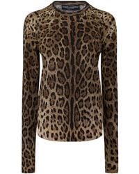 Dolce & Gabbana - Crewneck Slim Long Sleeve Knit Top - Lyst