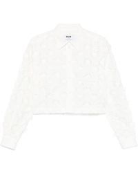 MSGM - Embroidered Detail Cropped Shirt - Lyst