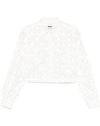 MSGM - Embroidered Detail Cropped Shirt - Lyst