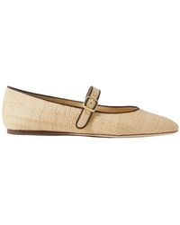 Loeffler Randall - Grosgrain-Trimmed Raffia Mary Jane Ballet Flats - Lyst