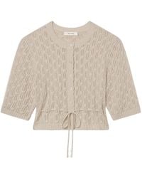 FRAME - Pointelle Short-Sleeve Cardigan - Lyst