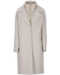 Herno - Padded-Collar Single-Breasted Long Sleeved Coat - Lyst