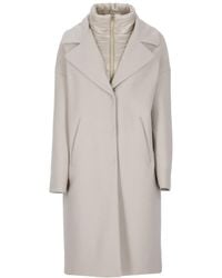 Herno - Padded-Collar Single-Breasted Long Sleeved Coat - Lyst