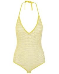 Bottega Veneta - Halterneck Mesh Bodysuit - Lyst