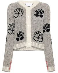 Thom Browne - Donegal Cable Check Cropped Crew Neck Cardigan - Lyst