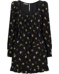 Alessandra Rich - Ruffled Floral-Print Crepe Mini Dress - Lyst