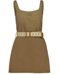 Miu Miu - Cotton Belted Mini Dress - Lyst