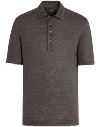 ZEGNA - Oasi Lino Short-Sleeved Polo Shirt - Lyst