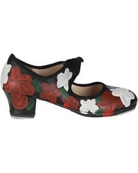 Comme des Garçons - Comme Des Garçons Floral Lace-Up Flat Pumps - Lyst