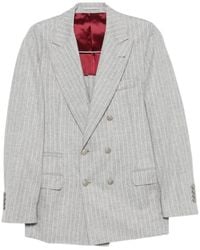 Brunello Cucinelli - Pinstripe-Pattern Double-Breasted Blazer - Lyst