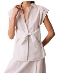 Calvin Klein - Tie-Waist Sleeveless Shirt - Lyst
