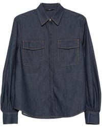 7 For All Mankind - Balloon-Sleeve Denim Shirt - Lyst