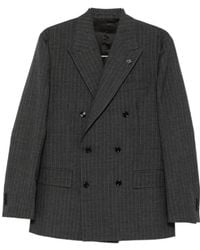 Lardini - Pinstripe-Pattern Double-Breasted Blazer - Lyst