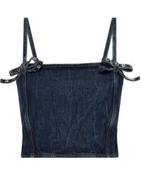 Ganni - Crinkled Future Denim Strap Top - Lyst