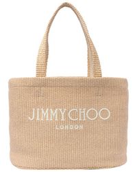 Jimmy Choo - Logo Embroidered Woven Tote Bag - Lyst