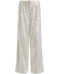 Alberta Ferretti - Straight-Leg Sequin Embellished Trousers - Lyst