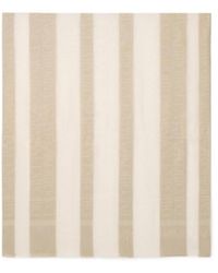 Emporio Armani - Striped Jacquard Cotton Acetate Stole With Fringe And Logo - Lyst