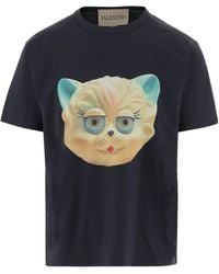 Valentino - Cotton T-Shirt With Le Chat De La Maison Print - Lyst