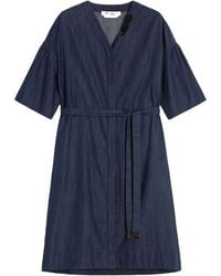 Max Mara - 'S V-Neck Embellished Belt Denim Mini Dress - Lyst
