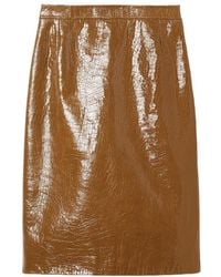 Gucci - Shiny Leather Midi Skirt - Lyst