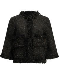 Sacai - Fringed Tweed-Effect Jacket - Lyst