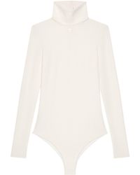 Courreges - Logo-Embroidered Mock-Neck Bodysuit - Lyst