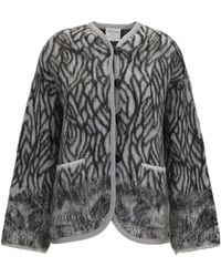 forte_forte - Brushed Knit Cardigan With Abstract Pattern - Lyst