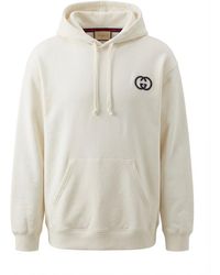 Gucci - Gg Logo Motif Embroidered Hoodie - Lyst
