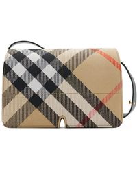 Burberry - Snip Checked Foldover-Top Shoulder Bag - Lyst
