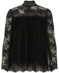 Zimmermann - Lace-Panel High-Neck Top - Lyst