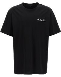 Balmain - Loose T-Shirt With Signature Embroidery - Lyst