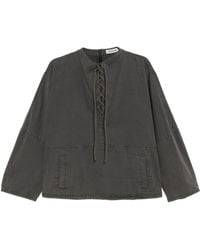 Low Classic - Lace Up Washed Cotton Sweatshirt - Lyst
